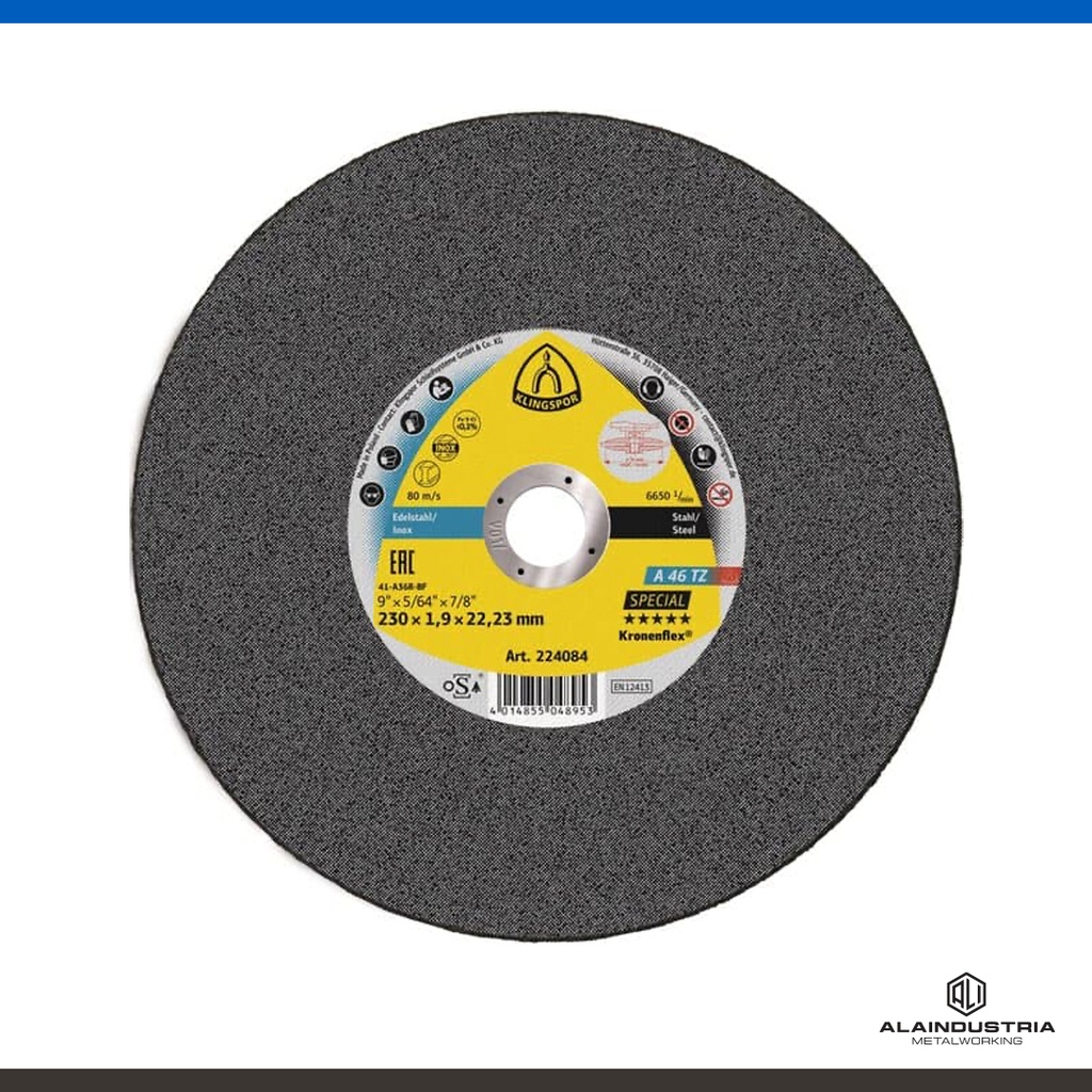 DISCO CORTE CENTRO DEPRIMIDO Ø178 x 1.6 x 22   KLINGSPOR A 46 TZ SPECIAL