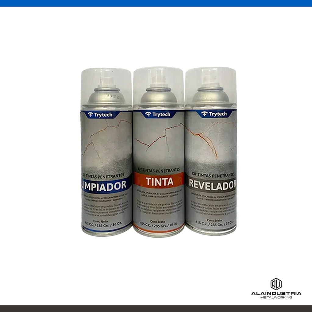 TINTA PENETRANTE PARA DETECCION DE FUGAS/FISURAS FLUIDO LIMPIADOR X 30 lts TRYTECH