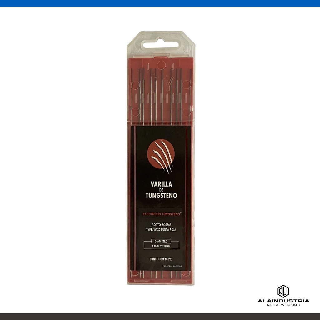 ELECTRODO TUNGSTENO Ø1.60 L:150mm WT20 ROJO FOXTTER