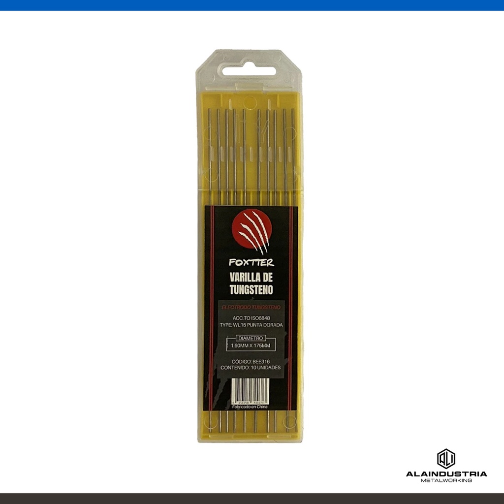 ELECTRODO TUNGSTENO Ø2.40 L:150mm WL15 DORADO FOXTTER