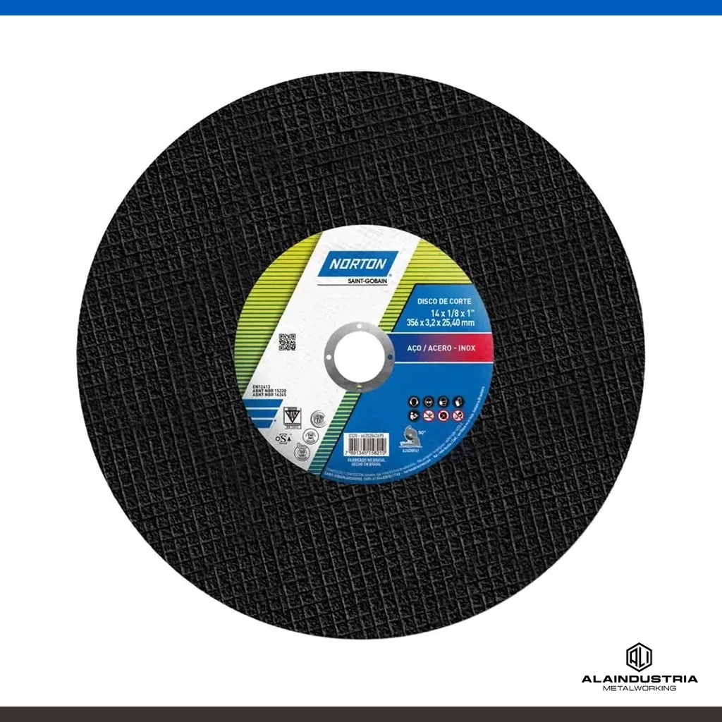 DISCO CORTE Ø356 x 3.2 x 25.4 NORTON BNA12 CARBORUNDUM