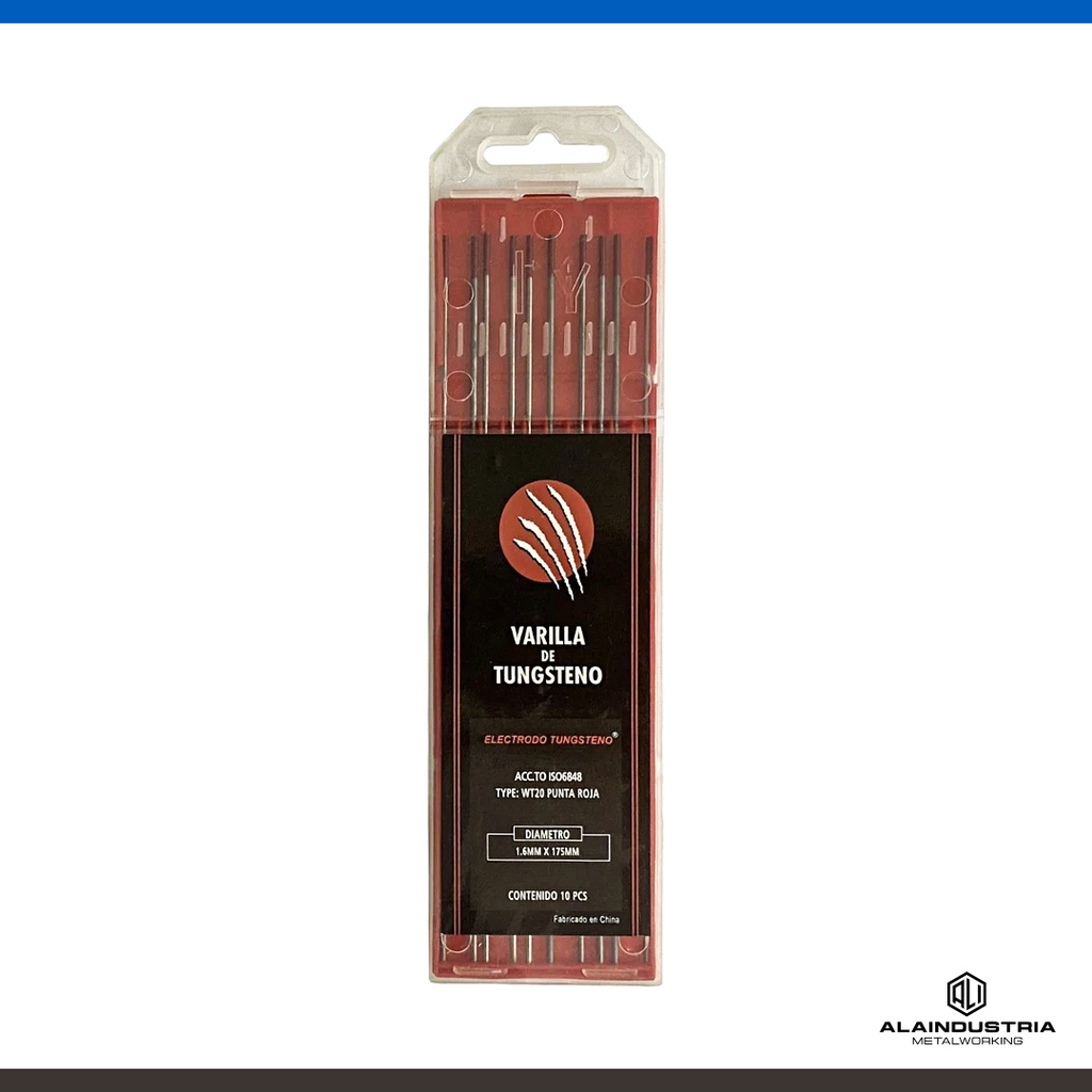 ELECTRODO TUNGSTENO Ø3.20 L:175mm WT20 ROJO FOXTTER