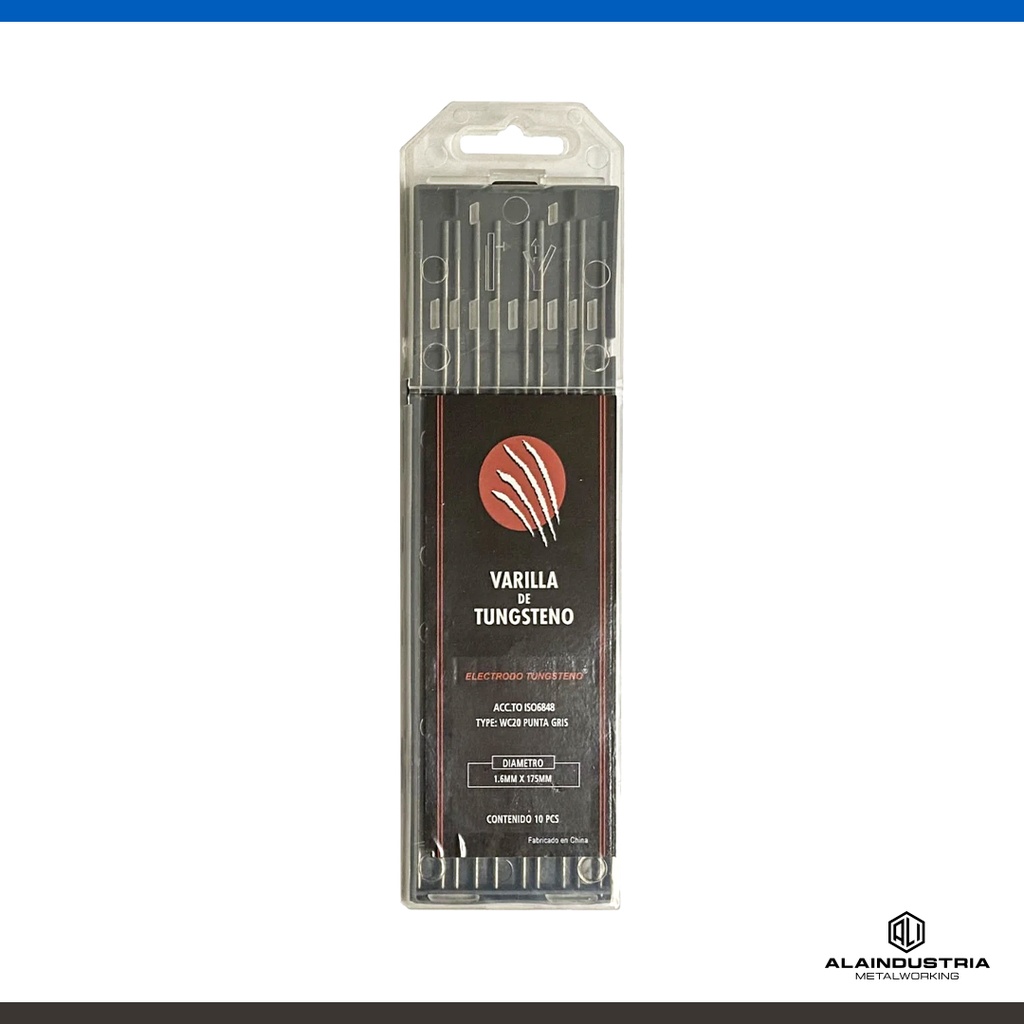 ELECTRODO TUNGSTENO Ø1.60 L:175mm WC20 GRIS FOXTTER