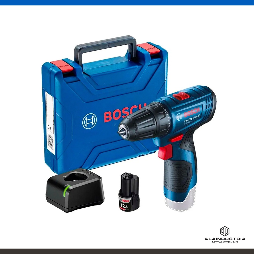 TALADRO ATORNILLADOR A BATERIA 12V BOSCH GSR 120-Li + BATERIA 12V MAX  2.0 Ah + CARGADOR GAL 12V-20 + MALETIN PLÁSTICO