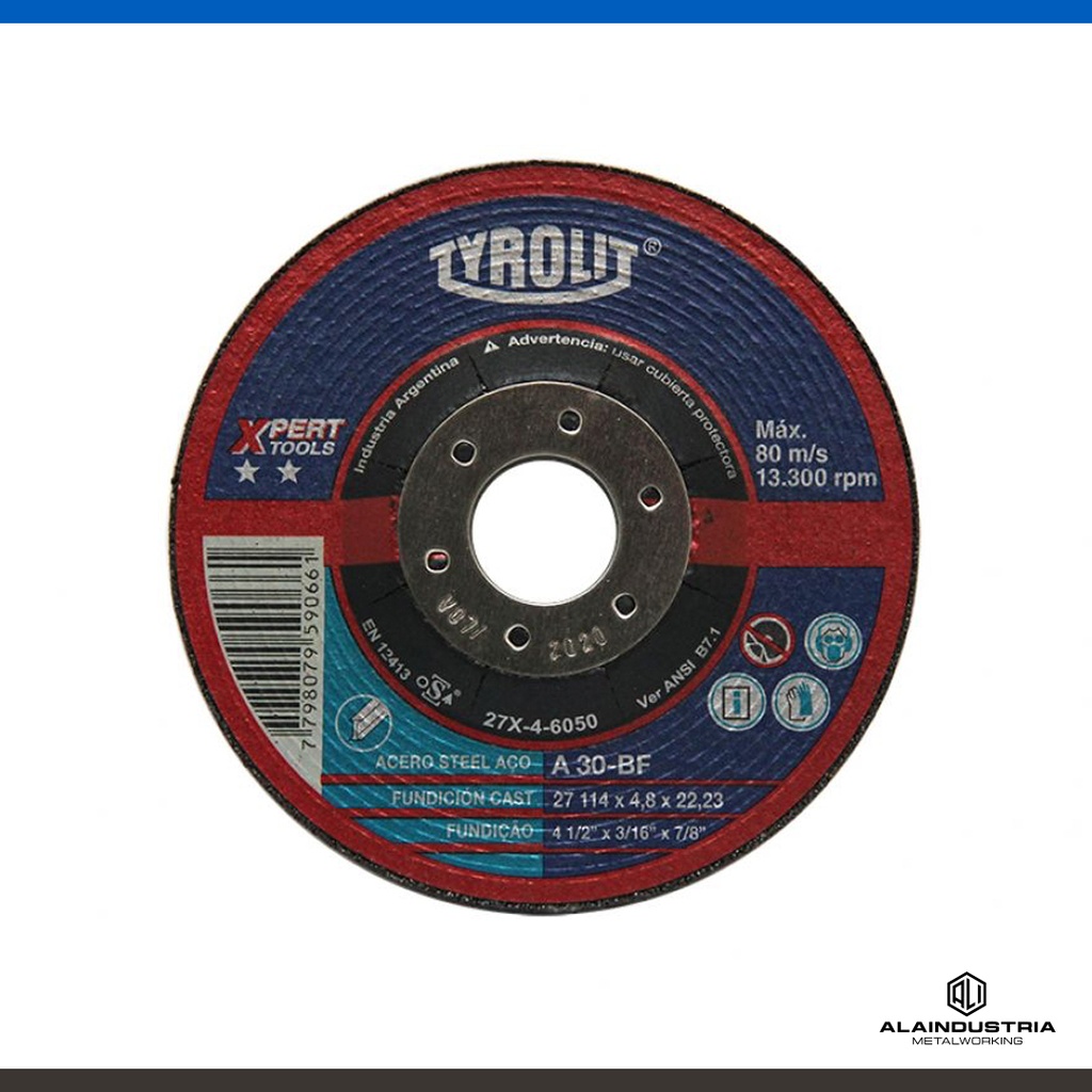 DISCO DESBASTE CTRO DEPRIMIDO Ø115 x 6.4 x 22 TYROLIT XPERT TOOLS