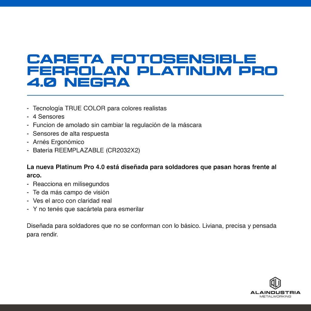 CARETA FOTOSENSIBLE FERROLAN PLATINUM PRO 4.0 BLANCA