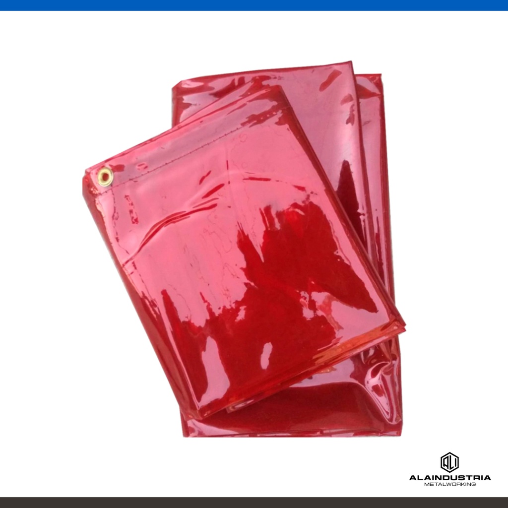 CORTINA PARA BÓX DE SOLDADURA 1.80 MTS x 1.80 MTS. ESPESOR: 0.35mm ROJA SEMI TRASNPARENTE FERROLAN