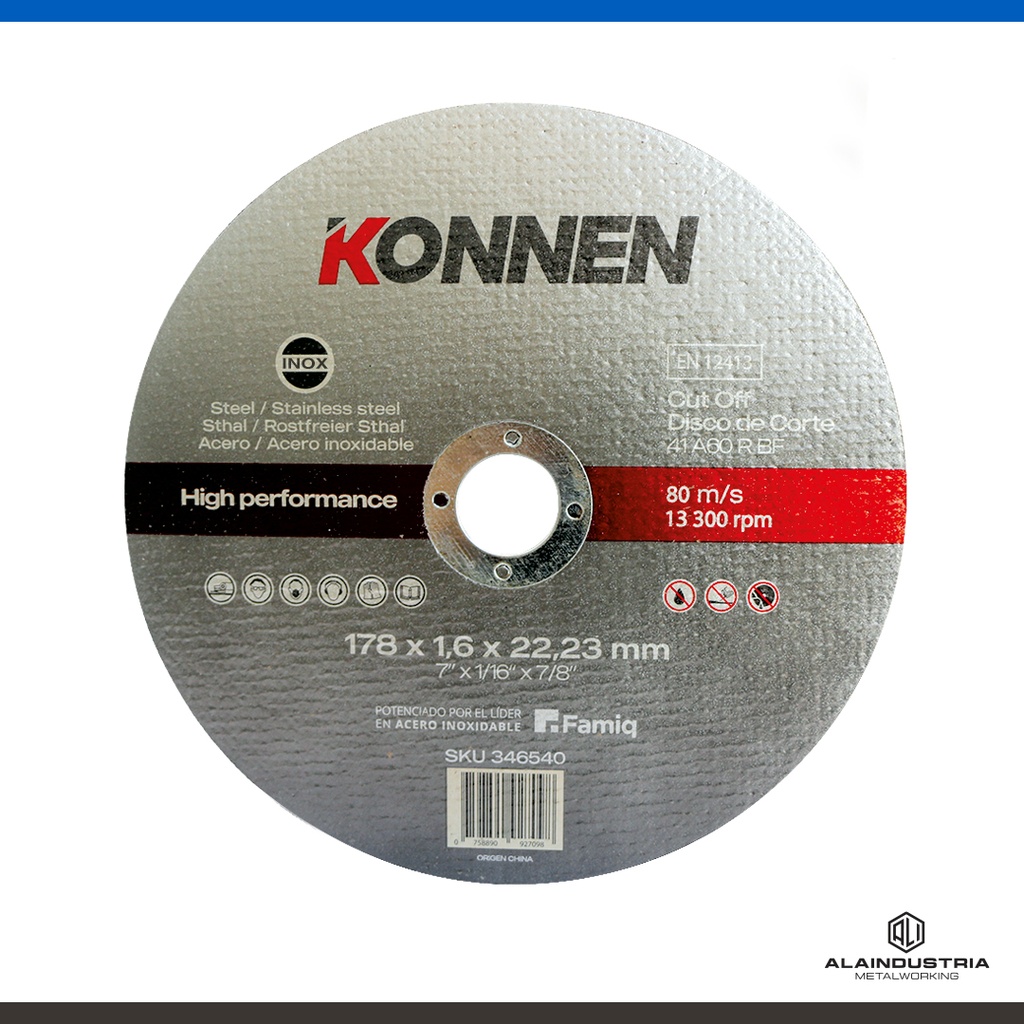 DISCO CORTE Ø178 x 1.6 x 22 KONNEN A.INOXIDABLE