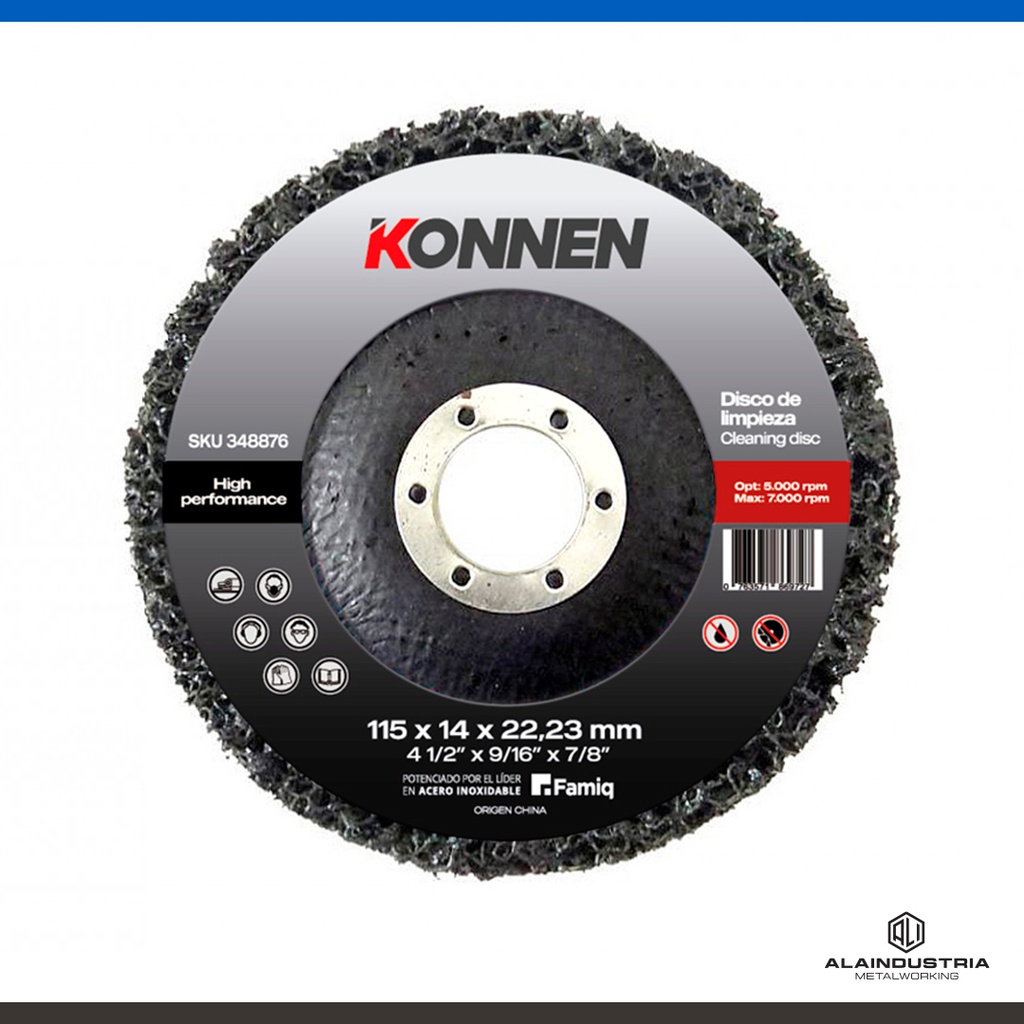 DISCO DE LIMPIEZA Ø115 x 22mm FIBRA SINTENTICA KONNEN