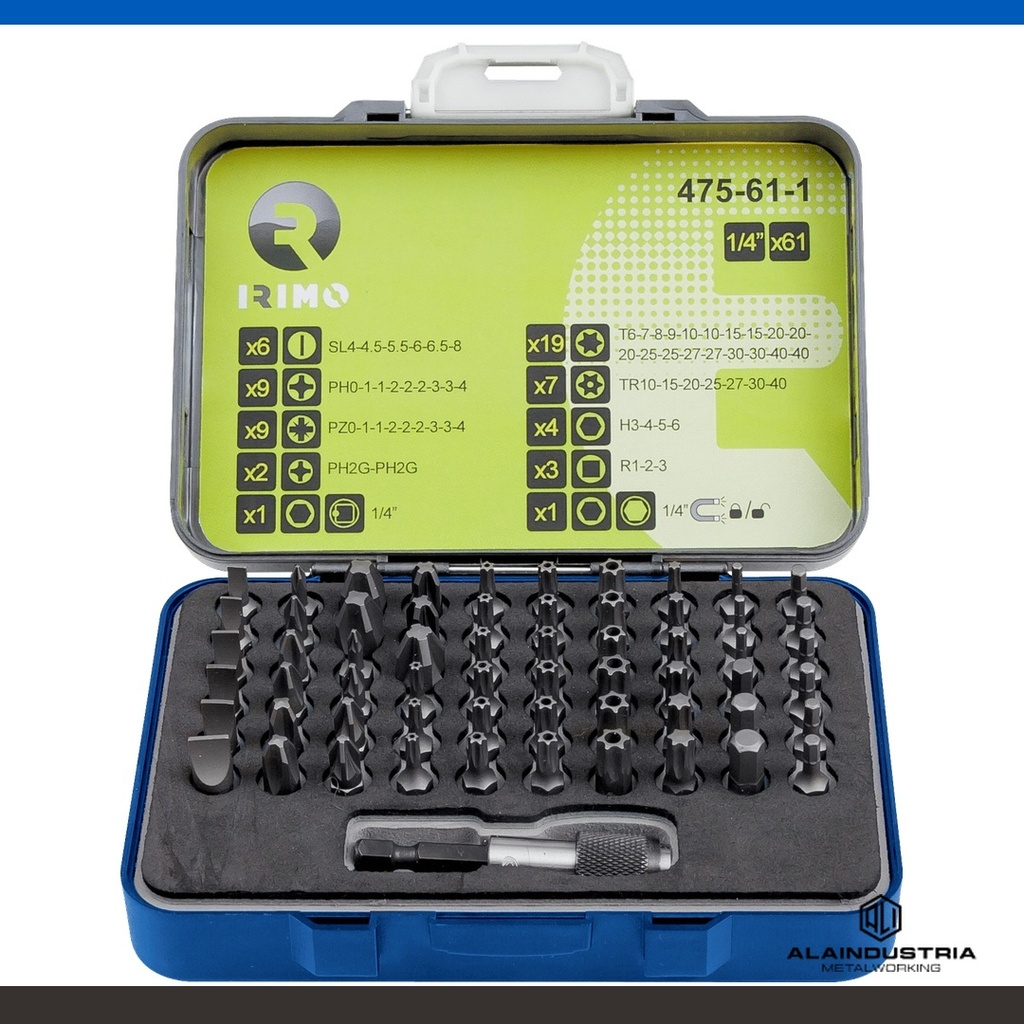 JUEGO DE PUNTAS DE 1/4" 61 pzs. IRIMO