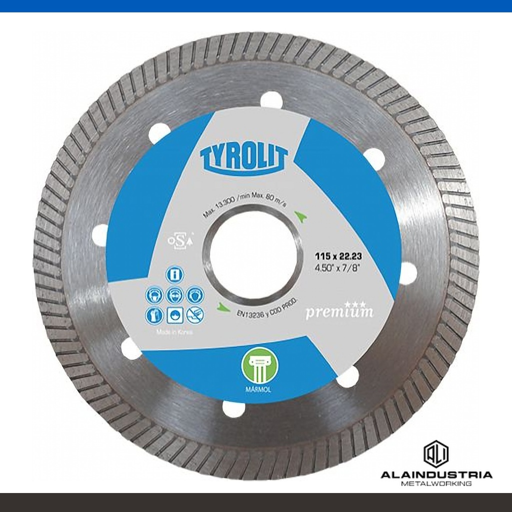 DISCO DIAMANTADO TURBO MÁRMOL Ø178X22,2mm TYROLIT PREMIUM