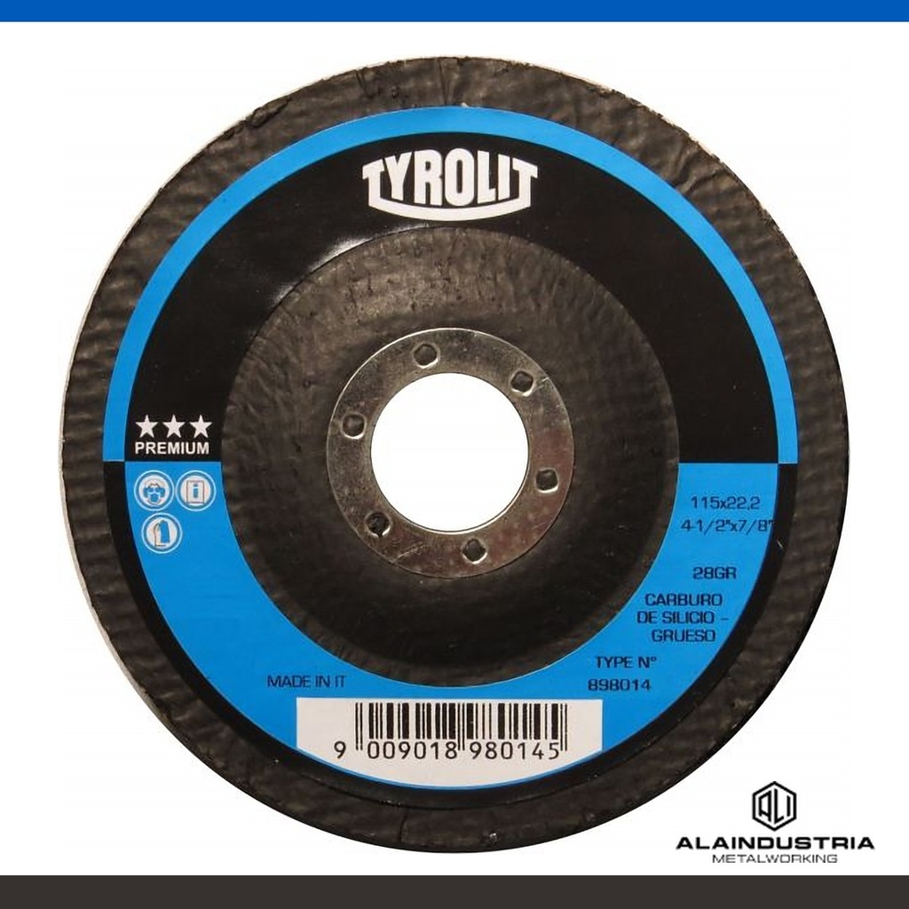 DISCO DE LIMPIEZA Ø115 x 22mm FIBRA SINTENTICA CARB. SILICIO TYROLIT T27GR-CS