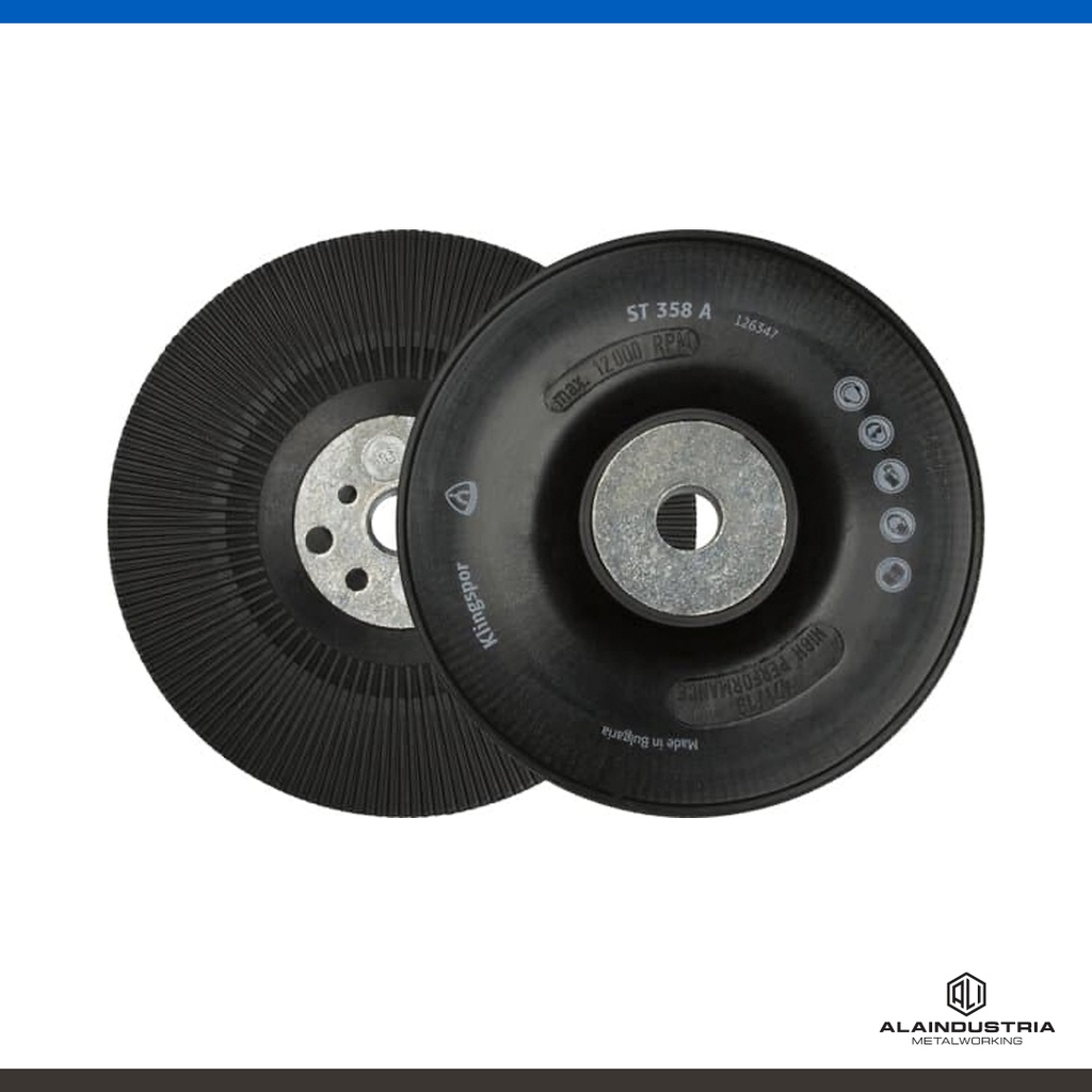 SOPORTE RANURADO RIGIDO PARA DISCO DE FIBRA GRANOS GRUESOS Ø180mm - M 14 KLINGSPOR ST 358 A