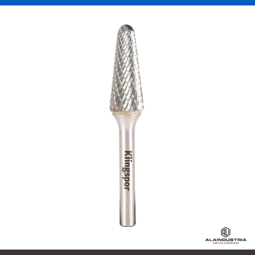 [202188] FRESA CÓNICA CON CABEZA REDONDA 8 x 25.4mm DENTADO:6 KLINGSPOR HF 100 L
