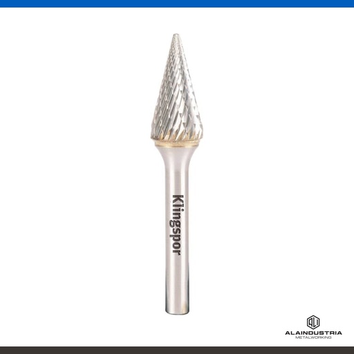 [202193] FRESA CÓNICA CON CABEZA AGUDA 9.6 x 16mm DENTADO:6 KLINGSPOR HF 100 M