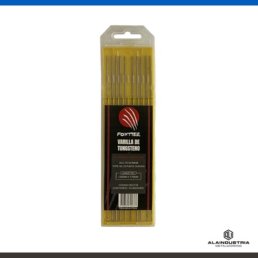 [202496] ELECTRODO TUNGSTENO Ø2.40 L:150mm WL15 DORADO FOXTTER