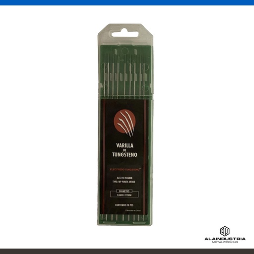 [202499] ELECTRODO TUNGSTENO Ø3.20 L:150mm WP VERDE FOXTTER