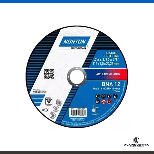 [202533] DISCO CORTE Ø115 x 1.0 x 22 NORTON BNA12