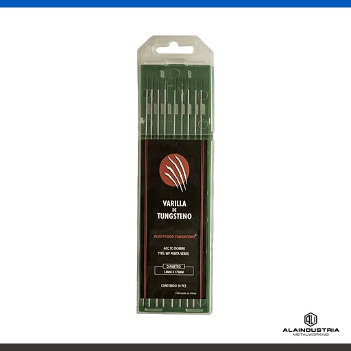 [202607] ELECTRODO TUNGSTENO Ø1.60 L:175mm WP VERDE FOXTTER