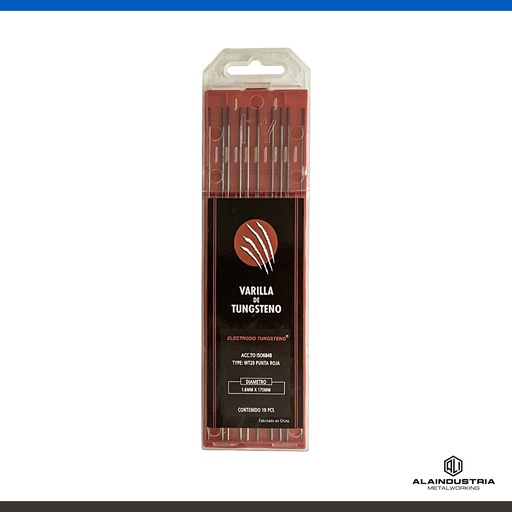 [202612] ELECTRODO TUNGSTENO Ø1.60 L:175mm WT20 ROJO FOXTTER