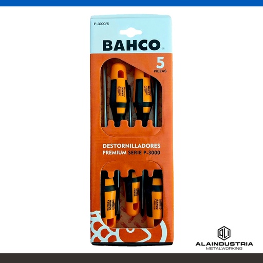 [203696] JUEGO DE DESTORNILLADORES PREMIUM 5 pzs. BAHCO