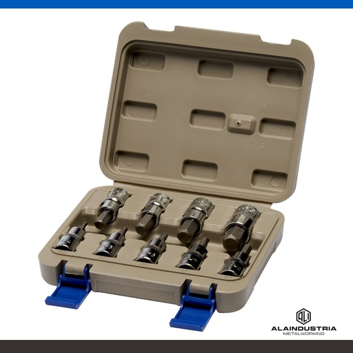 [204262] JUEGO DE BOCALLAVES PUNTA HEXAGONAL ENCASTRE 1/2" 9 pzs. IRIMO
