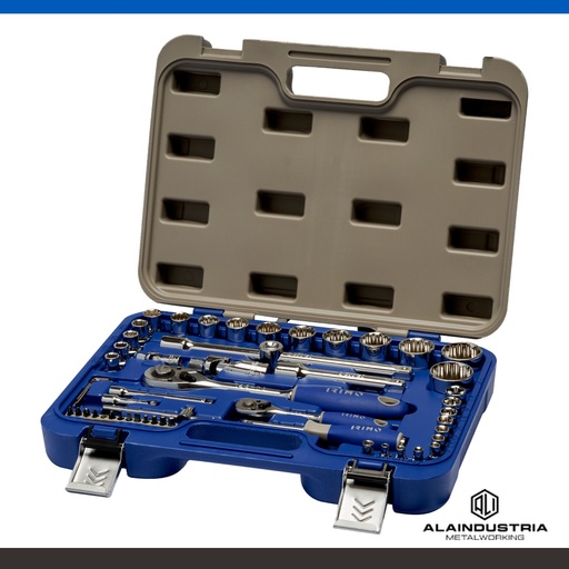 [204275] JUEGO DE CRIQUE Y BOCALLAVES 1/4 -1/2"  53 pzs. IRIMO