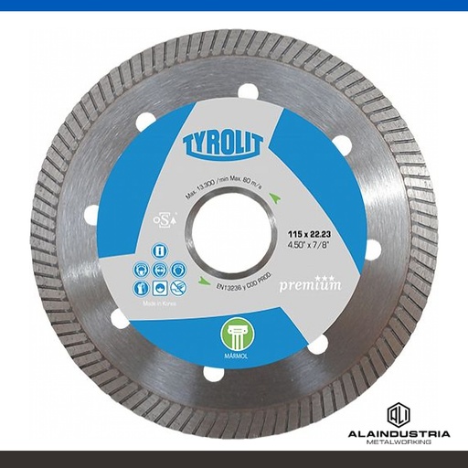 [205810] DISCO DIAMANTADO TURBO MÁRMOL Ø115X22,2mm TYROLIT PREMIUM