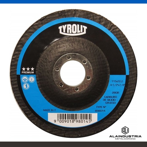 [205836] DISCO DE LIMPIEZA Ø115 x 22mm FIBRA SINTENTICA CARB. SILICIO TYROLIT T27GR-CS