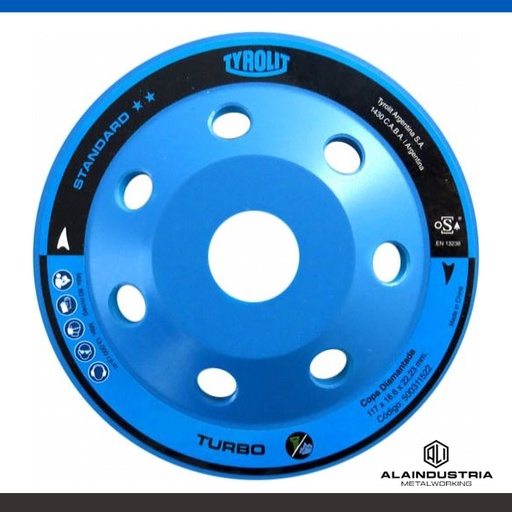 [205825] COPA DIAMANTADA TURBO Ø178X22,2mm TYROLIT STANDARD